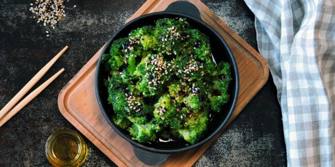 Brócoli asado con jengibre y salsa de soja