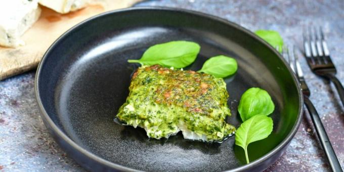 Bagre al horno con espinacas y queso