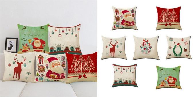 decoraciones de Navidad con ali-: fundas de almohada de algodón
