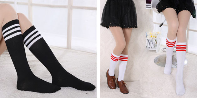 calcetines hermosas: calcetines largos con rayas