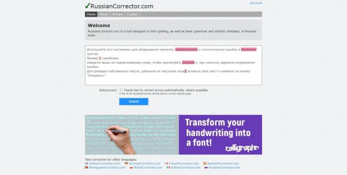 Comprobador de puntuación en línea: RussianCorrector.com