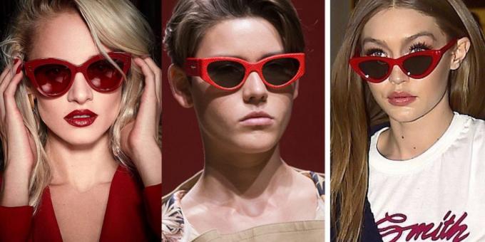 gafas de sol de las mujeres en un marco rojo