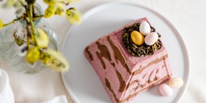 Requesón Pascua con chocolate y cerezas