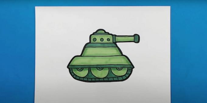 Dibujo del tanque con rotuladores o rotuladores