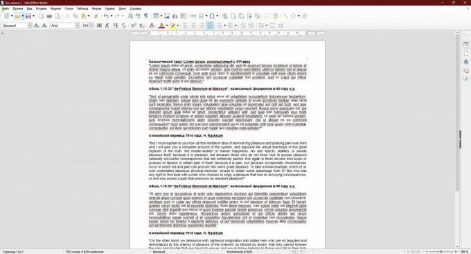 Cuente el número de caracteres en el texto: LibreOffice Writer