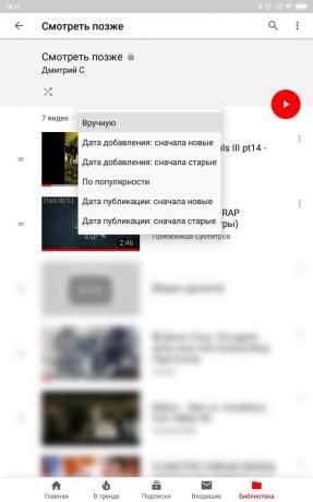 Funciones útiles de YouTube para Android: ordenar videos en la lista Ver más tarde