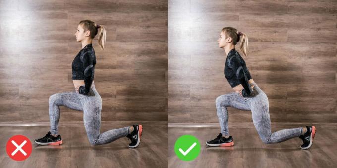 Cómo hacer estocadas correctamente: Inclina tu cuerpo con la espalda recta.