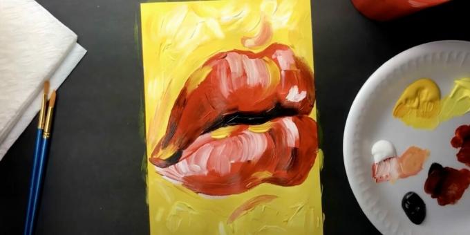 Cómo dibujar labios: pintar en el espacio entre los labios.