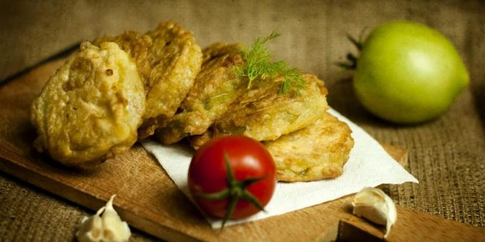 Tomates verdes rebozados con cerveza