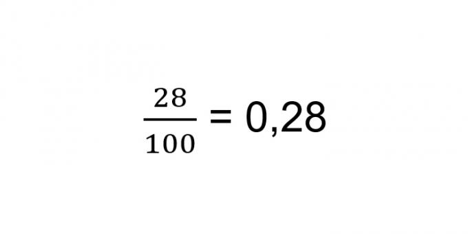Cómo convertir una fracción a decimal: separe tantos dígitos como ceros con una coma