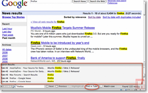 Varias extensiones para acelerar las búsquedas en la página abierta de Firefox
