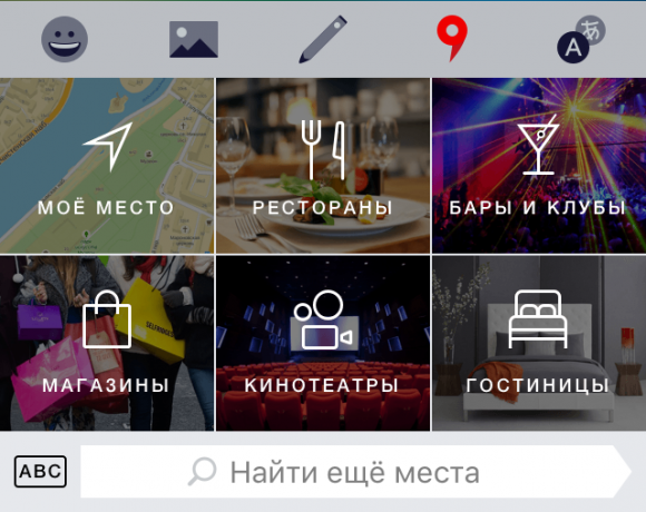 "Yandex. Teclado ": El panel Mapa