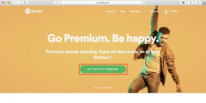 Cómo utilizar Spotify en Rusia haga clic en Obtener Spotify Premium