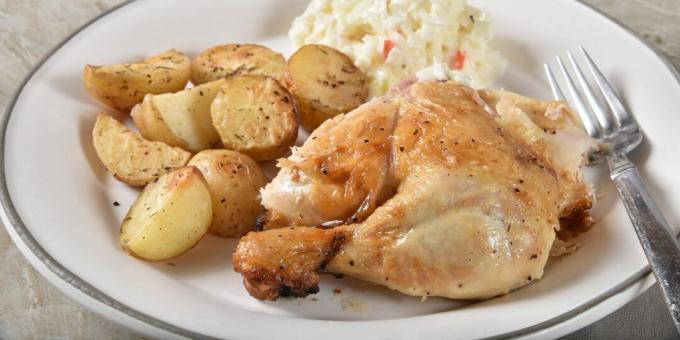 Pollo con patatas en la manga al horno