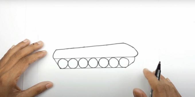 Cómo dibujar un tanque: agrega una oruga