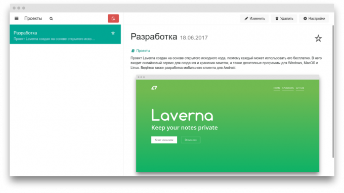 Laverna: un cliente en línea