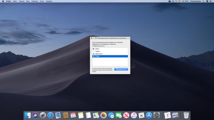 Configuración de aplicaciones en Mac finalización forzada