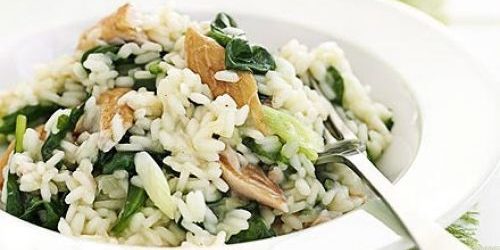 Receta para el risotto con pescado y espinacas