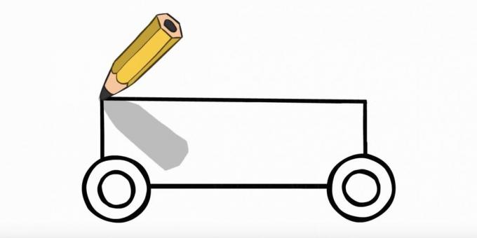 Cómo dibujar un coche de policía: conecta las ruedas en la parte superior e inferior