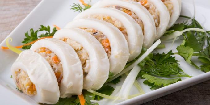 calamares rellenos con verduras y arroz: la mejor receta