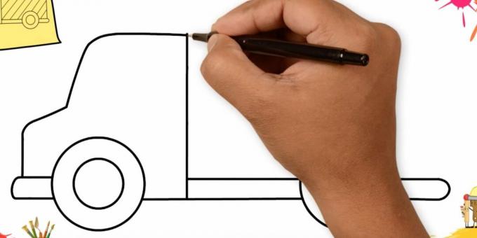 Cómo dibujar un camión: dibuja la parte delantera del coche