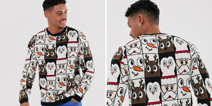 suéter de la Navidad con un patrón continuo de Asos Diseño