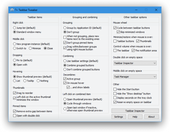 programa gratis para Windows: 7+ barra de tareas Tweaker 