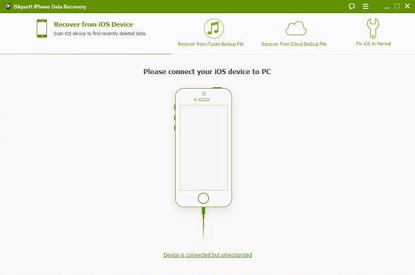 iSkysoft iPhone recuperación de datos: teléfono inteligente Conectar en PC