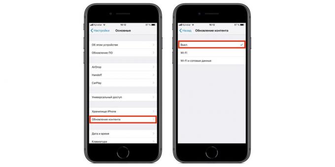 Cómo calibrar la batería iPhone: Apagar Antecedentes actualización de aplicaciones