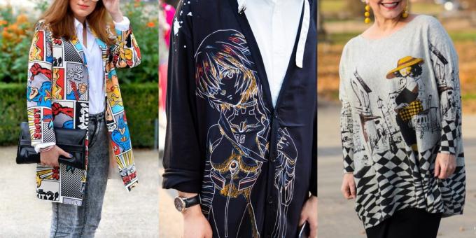 suéter o chaqueta de moda con estampados gráficos - 2019