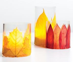 Como hacer un candelabro con las hojas de otoño con las manos