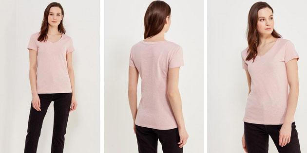 de las mujeres básicas camisetas de las tiendas europeas: la camiseta del color de rosa polvoriento Sela