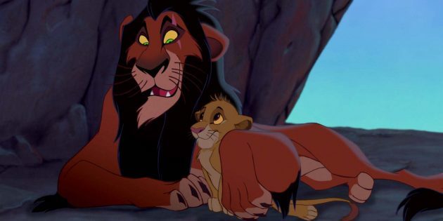 Simba y Scar en la película de animación "El Rey León"