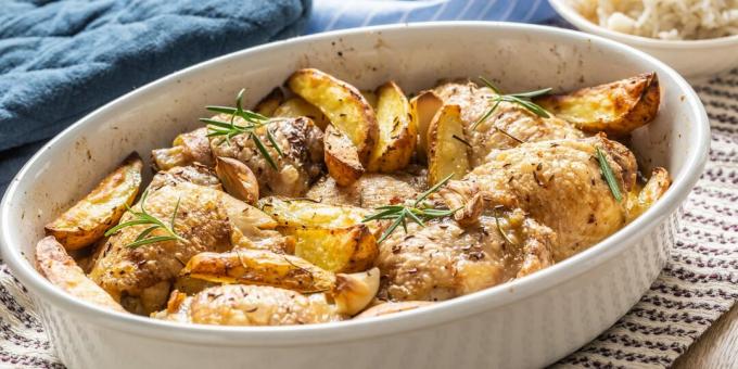 Pollo con patatas y especias al horno