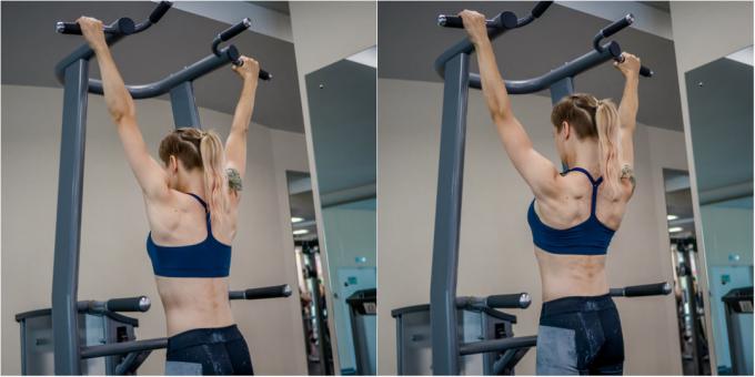 la activación de ejercicios: la activación de los músculos de la espalda en el tornillo de banco