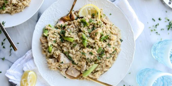 Receta para el risotto con pollo y hierbas