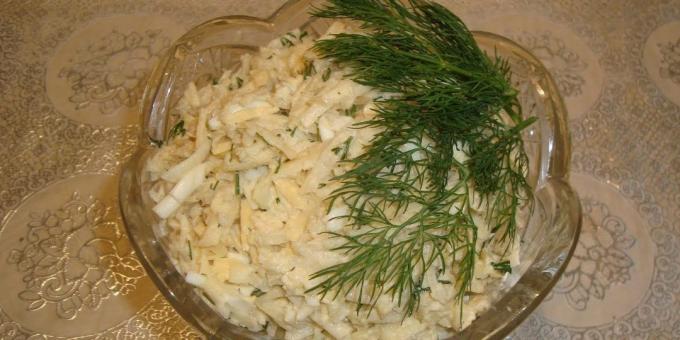 recetas de alcachofa: ensalada con alcachofa de Jerusalén, el queso y los huevos