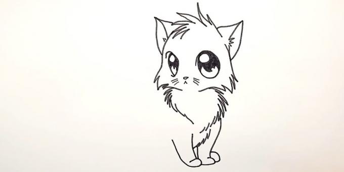 Cómo dibujar anime gato: pririsuyte pie inferior derecha de las patas traseras