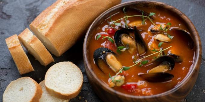 Sopa italiana con mejillones