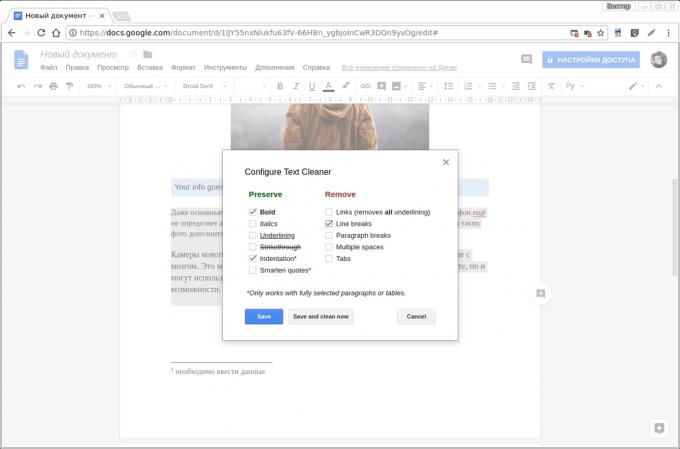 Google Docs complementos: Limpiador de texto