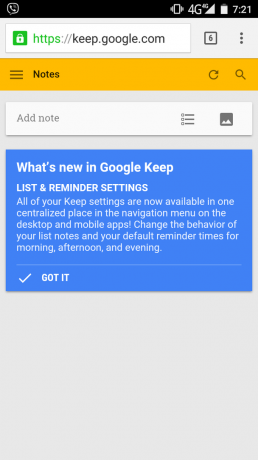 Google Keep: actualización