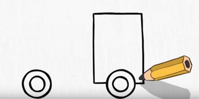 Cómo dibujar un camión de bomberos: dibuja un rectángulo