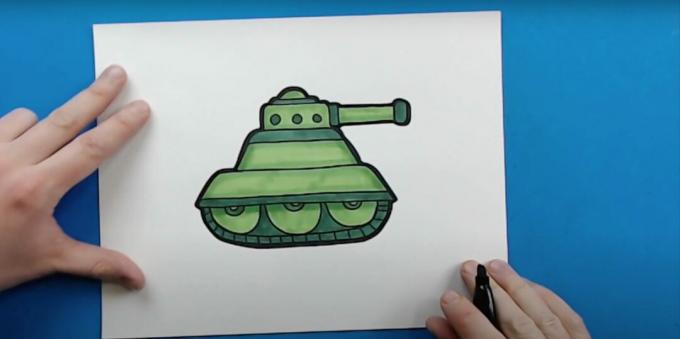 Cómo dibujar un tanque: pintar sobre los detalles y rodear el tanque