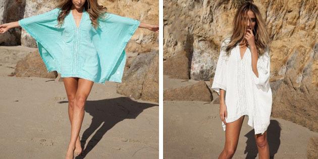 vestidos de playa: túnica con mangas "bat"