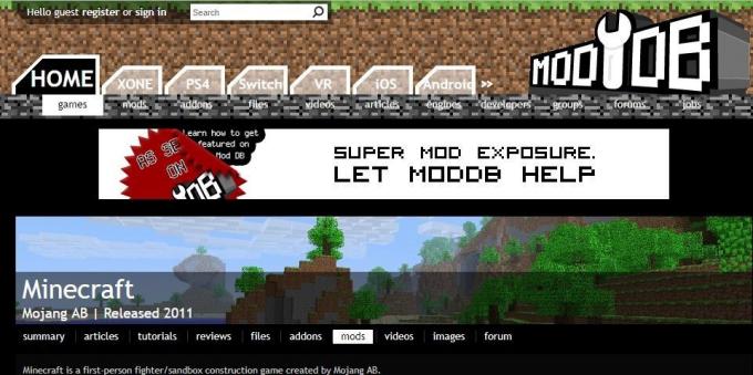Moda dónde descargar Minecraft: ModDB