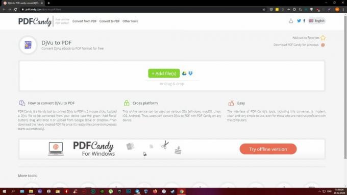 Convierta DjVu a PDF en línea: PDFCandy