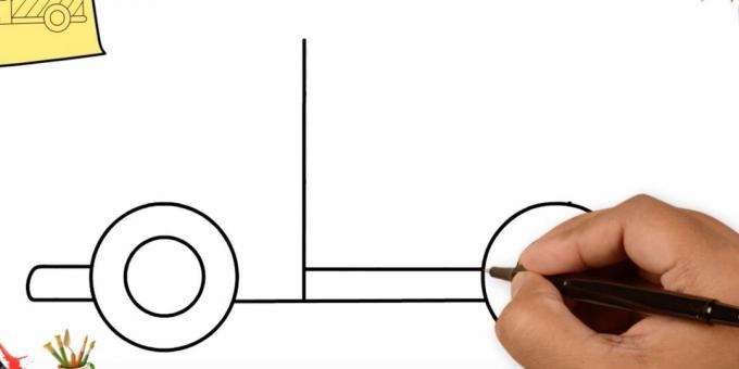 Cómo dibujar un camión: agrega dos líneas rectas