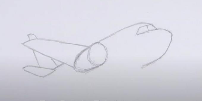 Cómo dibujar un avión: representa la nariz, la cola y el ala