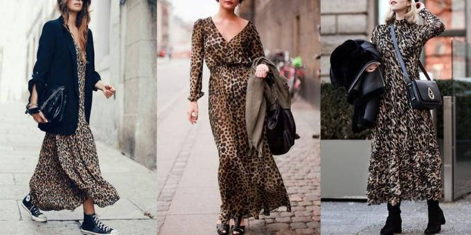vestido de la manera 2019 con estampado de leopardo