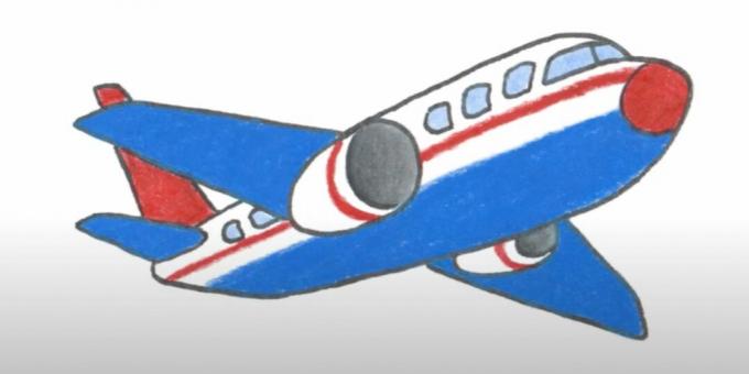 Cómo dibujar un avión: dibujar un avión con lápices de colores
